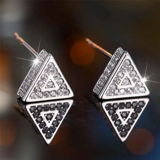 Zircon Stone Triangle Stud